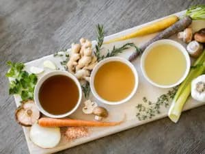 The main benefit of bone broth is collagen and thus the amino acid glycine.